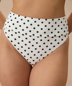 The White Polka Dot High Waist Bikini Bottom