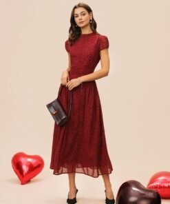Red Cap Sleeve Floral Maxi Dress