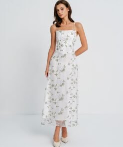 White Floral Slip Maxi Dress