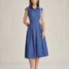 Blue Collar Button Button Midi Dress